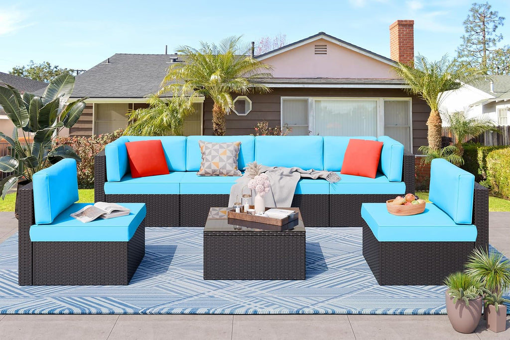 VONGRASIG 5 Piece All-Weather Patio Furniture Set with Ottoman