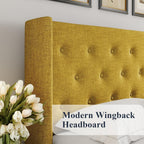 ALLEWIE Queen Size Lift Up Storage Bed with Wingback Headboard