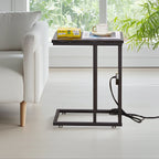 Javlergo Set of 2 C-Shaped Sofa Side Table, Small End Table for Living Room, Narrow Bedside/TV Tray Table