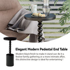 COZAYH Wood Pedestal End table, Modern Drink Table with Base, Round Martini Table for Small Space Living Room, Bedroom
