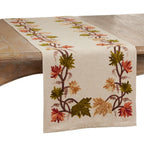 Fall Leaf Design Embroidered Table Runner - 16x72