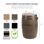 RTS HOME ACCENTS 50-Gallon Rain Barrel with Brass Spigot - Walnut