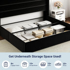 ALLEWIE Queen Size Lift Up Storage Bed with Wingback Headboard