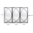 3-Piece Black Metal Rectangular Wall Mirror Set - 31.9 H x 15.75 W x 0.75 D