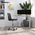 BOSSIN Adjustable Home Office Chair, Mid-Back Armless Ribbed Swivel Task Chair,Vanity Chair for Small Space, Livingroom Make-up