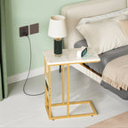 Javlergo Set of 2 C-Shaped Sofa Side Table, Small End Table for Living Room, Narrow Bedside/TV Tray Table