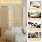4/6 Panel Bamboo Room Divider 6 FT Detachable Wall Divider for Room Separation, Folding Privacy Screen