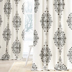 Exclusive Fabrics Medallion Damask Printed Cotton Room Darkening Window Curtains (1 Panel)