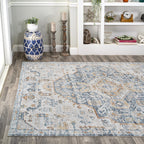 JONATHAN Y Brandy Bohemian Medallion Low-Pile Machine-Washable Cream/Terra Area Rug