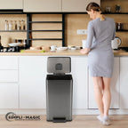 SIMPLI-MAGIC 13.2 Gallon Step Trash Can - Odor Control, Hands-Free