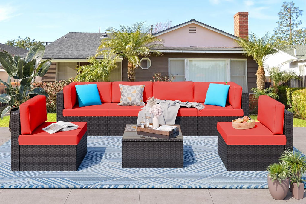 VONGRASIG 5 Piece All-Weather Patio Furniture Set with Ottoman