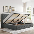 ALLEWIE Queen Size Lift Up Storage Bed with Wingback Headboard