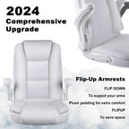BOSSIN Big and Tall Office Chair Ergonomic High Back Computer Adjustable Height Leather Executive Chair with Padded Flip-up Arms