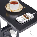 Javlergo Set of 2 C-Shaped Sofa Side Table, Small End Table for Living Room, Narrow Bedside/TV Tray Table