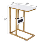 Javlergo Set of 2 C-Shaped Sofa Side Table, Small End Table for Living Room, Narrow Bedside/TV Tray Table