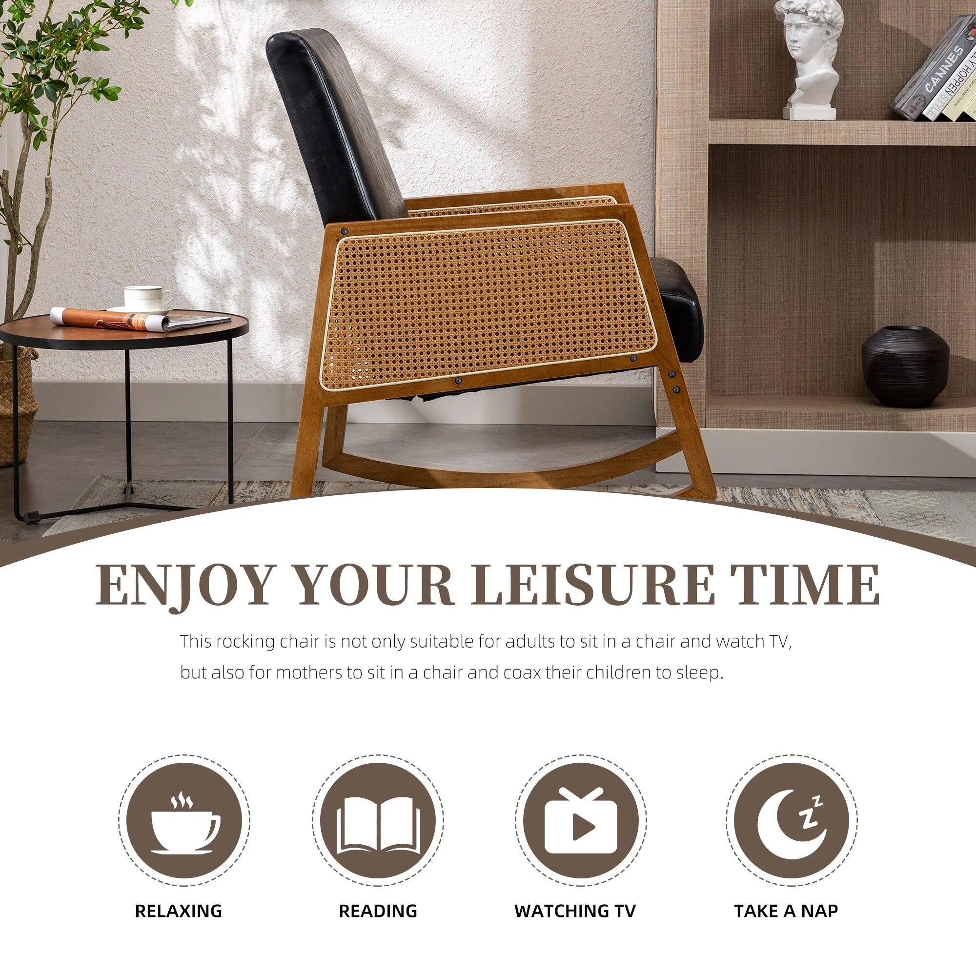 Living room Comfortable rocking chair living room chair Armchair Upholstered Tall Back Accent Glider Rocker