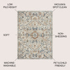 JONATHAN Y Brandy Bohemian Medallion Low-Pile Machine-Washable Cream/Terra Area Rug