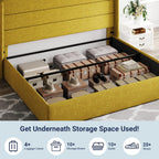 ALLEWIE Queen Size Lift Up Storage Bed with Wingback Headboard