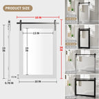 Modern Wall Mirrors, Rectangular Mirror with Wood Framed, Bathroom Mirror Barn Mirror Barn Door Mirror with Multi Size