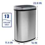 Kitchen Trash Can with Lid, 13 Gallon Automatic Garbage Can