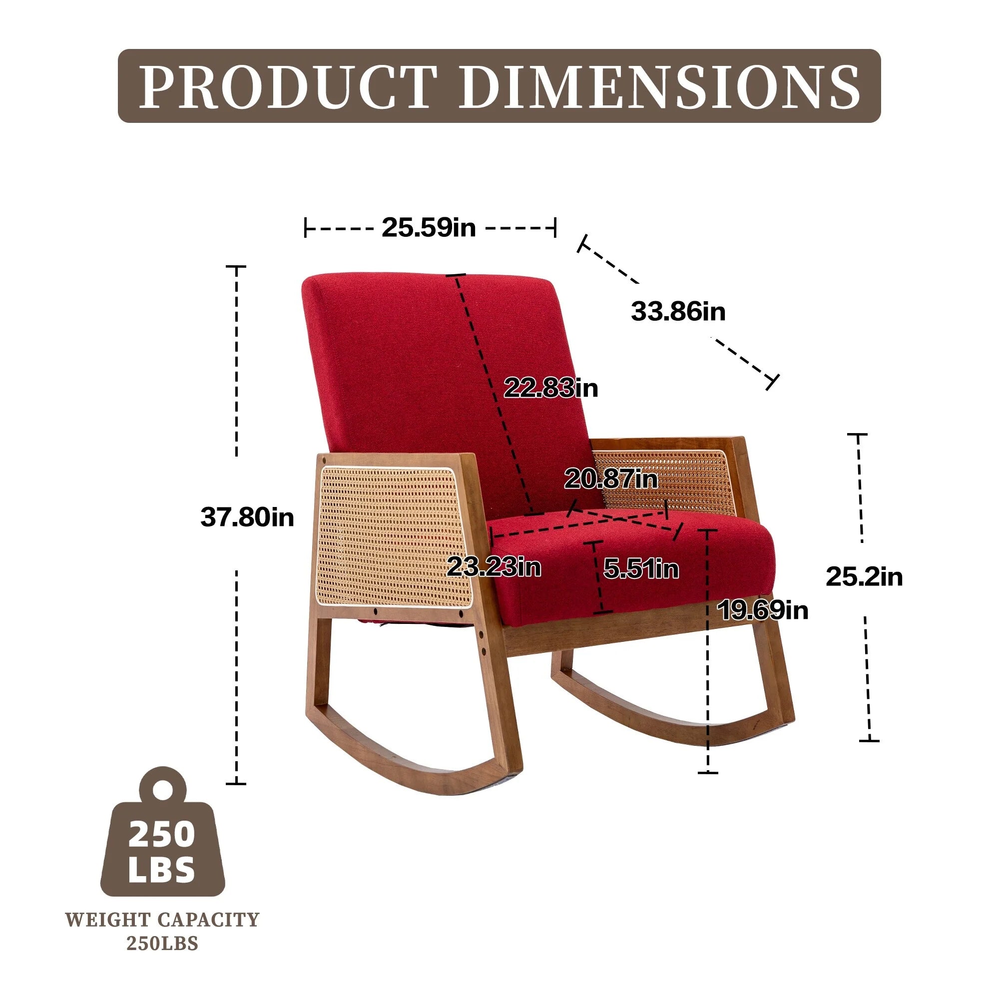 Living room Comfortable rocking chair living room chair Armchair Upholstered Tall Back Accent Glider Rocker