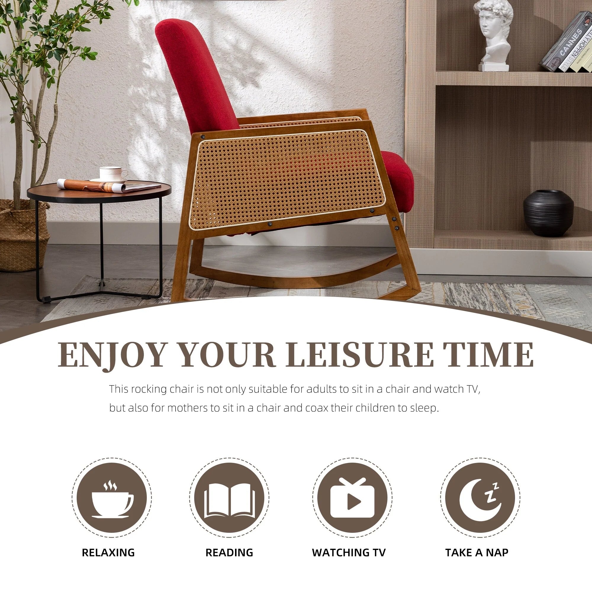 Living room Comfortable rocking chair living room chair Armchair Upholstered Tall Back Accent Glider Rocker