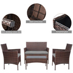 Homall 4 Pieces Outdoor Patio Furniture Sets Rattan Chair Wicker Set