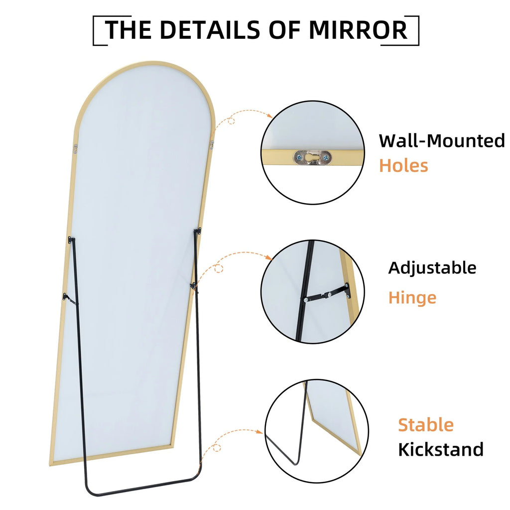 64x21 Full Length Floor Mirror with Stand Aluminum Alloy Frame,Wall-Mounted Mirror
