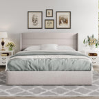 ALLEWIE Queen Size Lift Up Storage Bed with Wingback Headboard