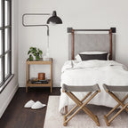 Nathan James Harlow Wall Mount Upholstered Headboard with Metal Rail