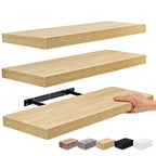 Sorbus Floating Wall Shelves Wood Wall Mounted Decor for Books and Storage with Invisible brackets - Set of 3