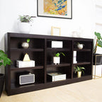 Concepts in Wood Triple Wide Wood Bookcase, 9 Shelf, 36 inch Tall
