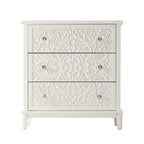 COZAYH Farmhouse Fully-Assembled Nightstand with 2-Drawer, Flower Motif End Table for Small Spaces, French Country