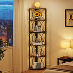 67 Tall Corner Shelf, Corner Bookshelf Bookcase Standing Shelving Unit