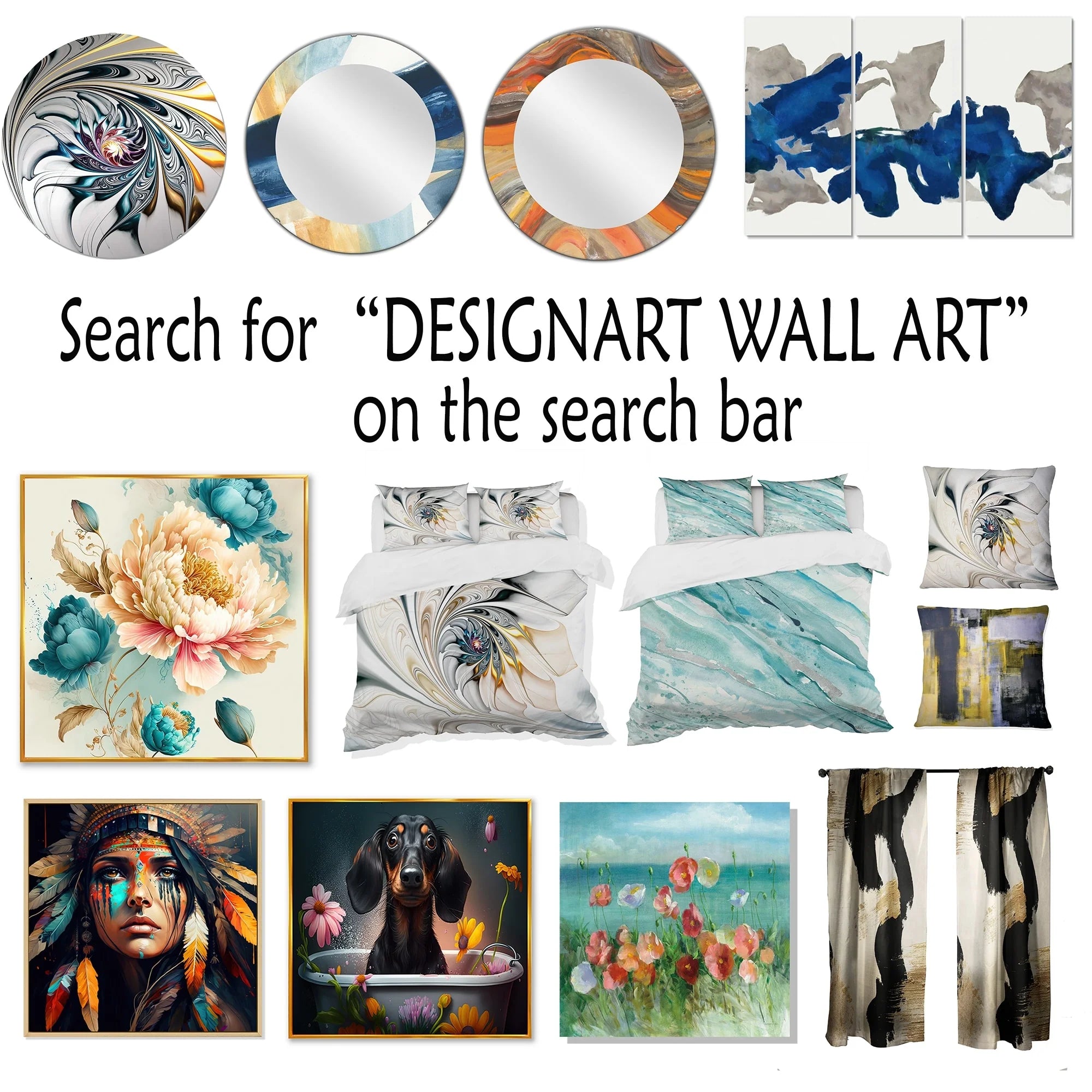 Designart White Botanical Collage Abstract Botanicals Metal Wall Art Living Room