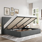 ALLEWIE Queen Size Lift Up Storage Bed with Wingback Headboard