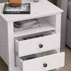 Timechee 21.7'' Tall 2 - Drawer 1- Shelf Nightstand in White End Table