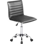 BOSSIN Adjustable Home Office Chair, Mid-Back Armless Ribbed Swivel Task Chair,Vanity Chair for Small Space, Livingroom Make-up