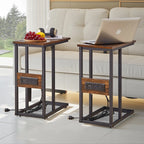 Javlergo Set of 2 C-Shaped Sofa Side Table, Small End Table for Living Room, Narrow Bedside/TV Tray Table