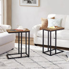 Javlergo Set of 2 C-Shaped Sofa Side Table, Small End Table for Living Room, Narrow Bedside/TV Tray Table