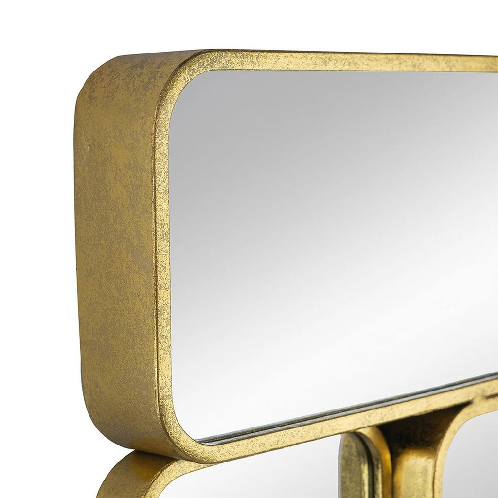 32 Inch Luxury Wall Decor Mirror, 8 Gold Finished Curved Metal Frames