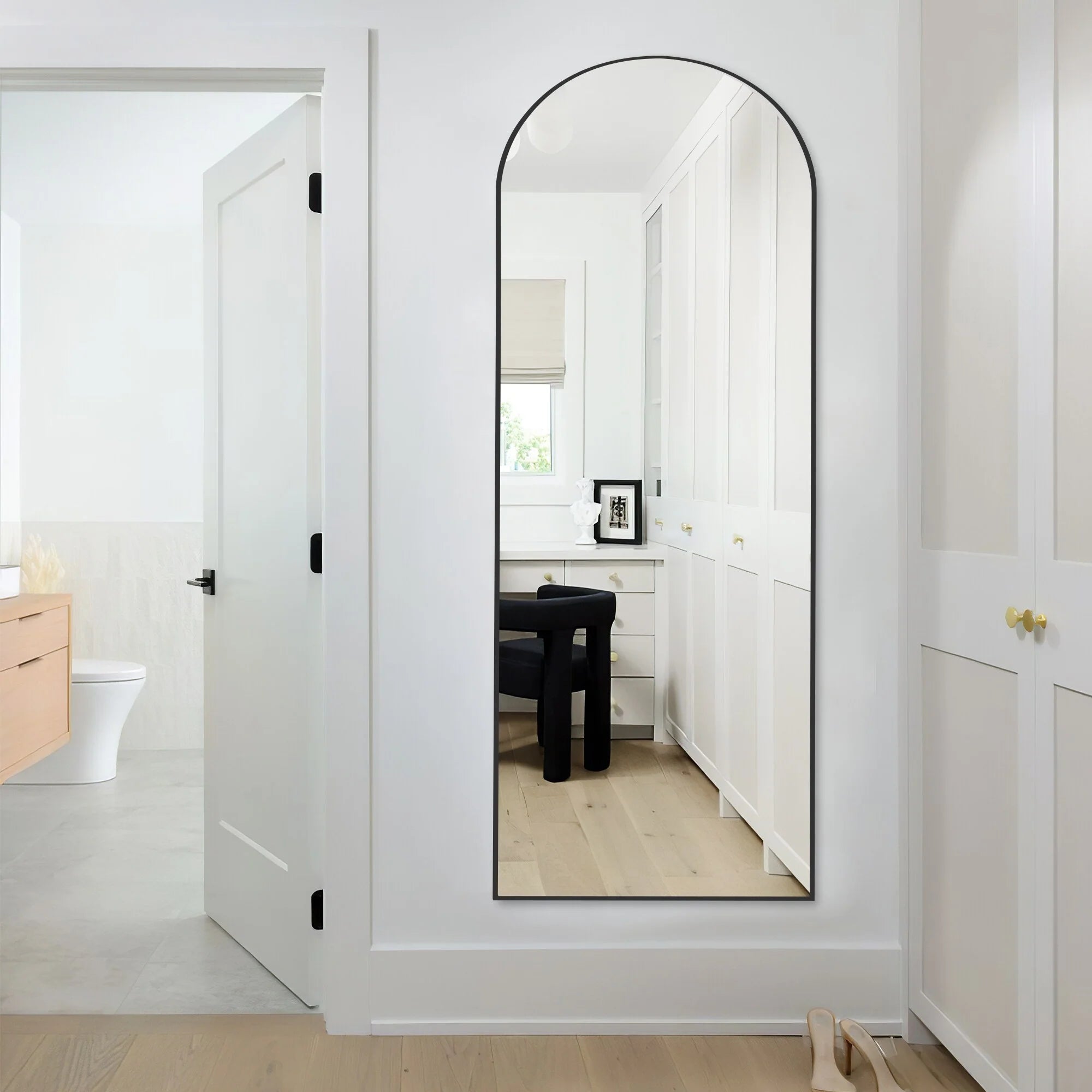 64x21 Full Length Floor Mirror with Stand Aluminum Alloy Frame,Wall-Mounted Mirror