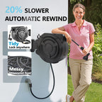 Hose Reel 1/2 in x 100 ft, 180�� Swivel Wall-Mounted Garden Hose Reel