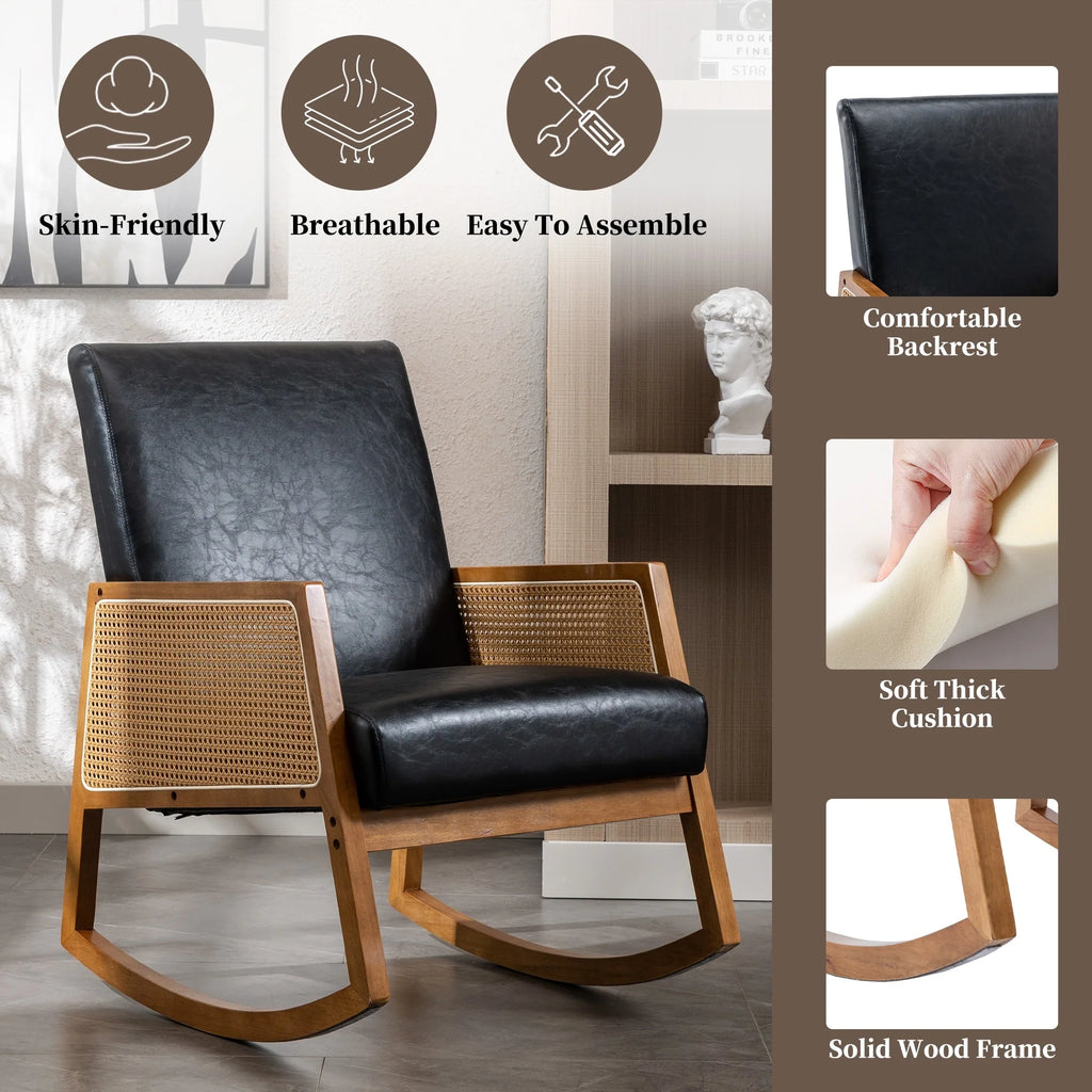 Living room Comfortable rocking chair living room chair Armchair Upholstered Tall Back Accent Glider Rocker