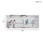 Madison Park Perched Birds Hand Painted Wood Plank Panel Wall Decor - White/Grey