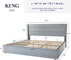 ALLEWIE Queen Size Lift Up Storage Bed with Wingback Headboard