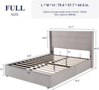ALLEWIE Queen Size Lift Up Storage Bed with Wingback Headboard