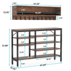 Entryway Coat Rack Shoe Bench Set, Industrial Hall Tree Coat Shoe Rack