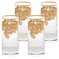 Set of 4 Embellished 24K Gold Crystal High Ball Tumbler-Made In Italy
