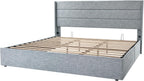 ALLEWIE Queen Size Lift Up Storage Bed with Wingback Headboard